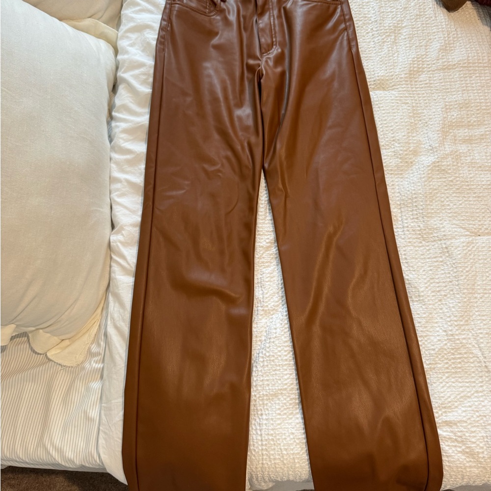 Zara Tan Faux Leather Pants